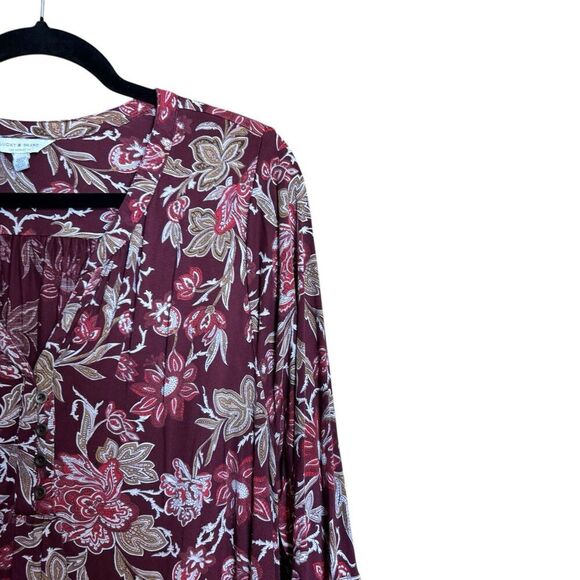 Lucky Brand Tunic Top Womens 1X Multicolor Floral Boho Split Neck Blouse - Picture 3 of 8